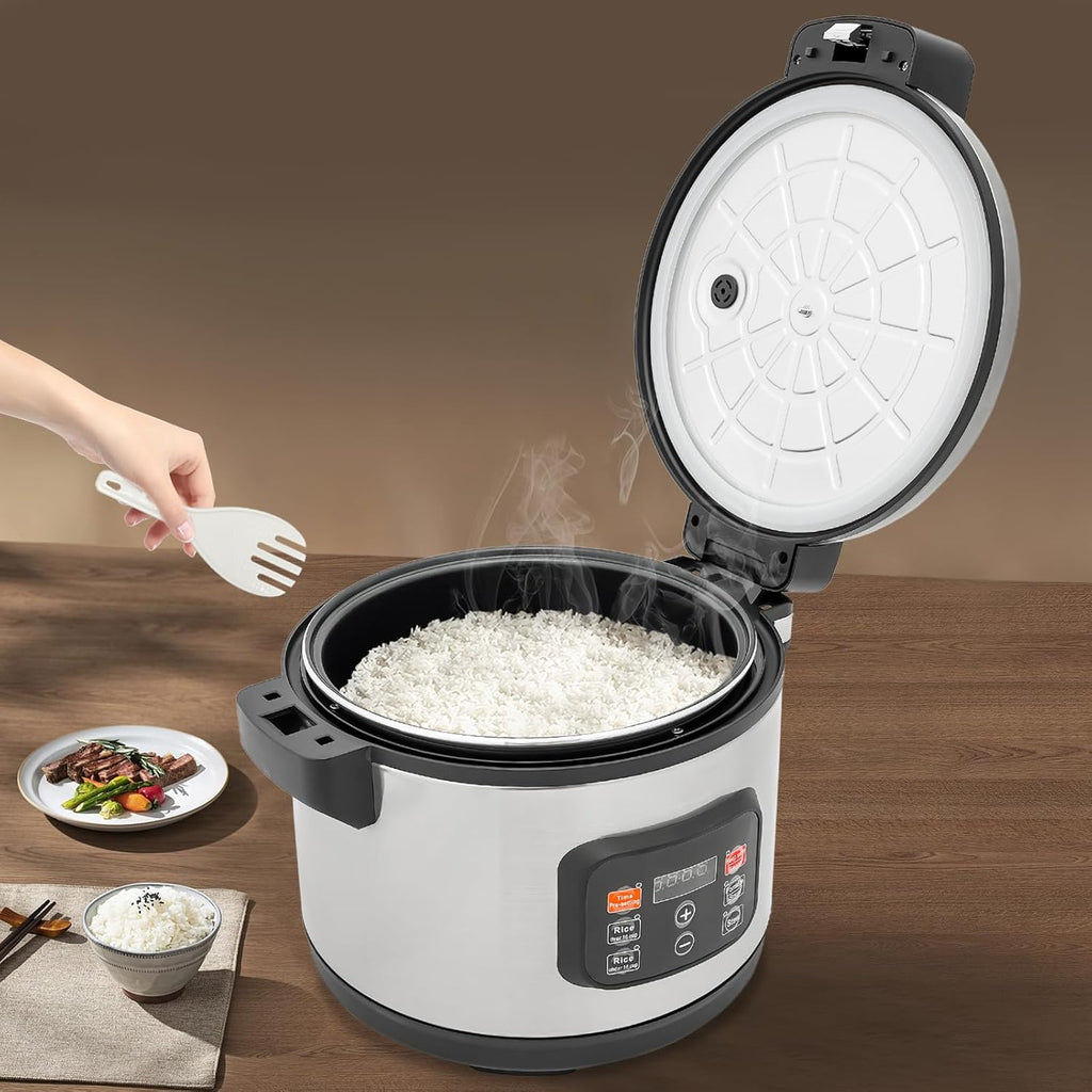 Commercial Electric Rice Cooker/Warmer, 13L Large Intelligent Multifunctional Rice Cooker with LED Display, Measuring Cup, Rice Spatula for Cooking Rice, Porridge, Soup