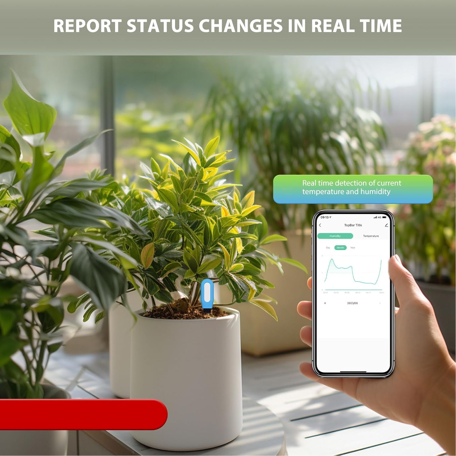 Plant Monitor Soil Test Kit, Flower Care Soil Tester Smart Plant Intelligent Sensor Plants Detector Bluetooth Monitor for Fertility Temperature Level for Tuya App