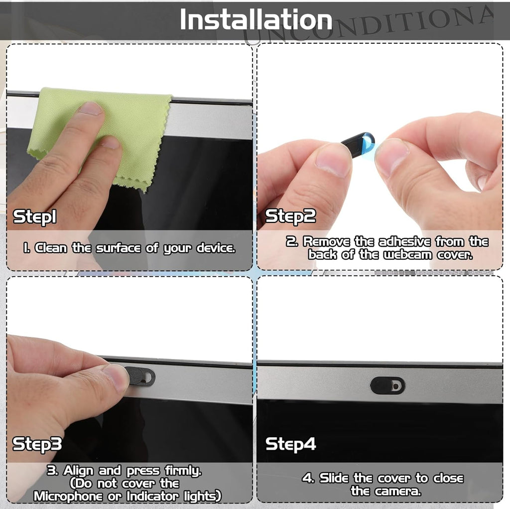 50 PCS Webcam Cover Slide, 0.023 Inch Ultra-Thin Universal Web Camera Cover for Laptop, Computer, Phone–Secure Privacy with Smooth-Sliding Camera Cover(Black)