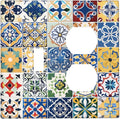 Wallplates Moroccan Traditional Mexican Talavera Til 1 Toggle 1 Duplex Switch Plate Electrical GFCI Faceplate Decorative Light Switch Covers for Kitchen Home Decor