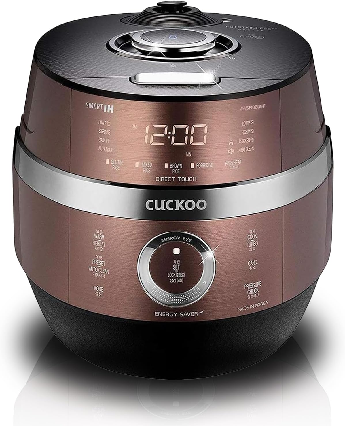 Cuckoo CRP-JHSR0609F Multifunctional and Programmable Electric Induction Heating Pressure Rice Cooker, 3-Language Voice Navigation, Intelligent Cooking Algorithm - 6 Cups, Made in Korea, Brown