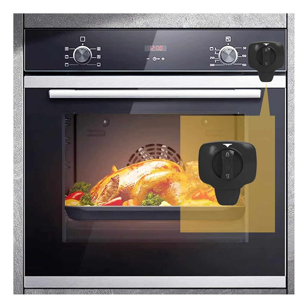 Knob Switch Child Proof Oven Lock Baby Safety Oven Door Lock for Toddlers Heat-Resistant Adhesive no Tools Need or Drill (Black-1Pcs)