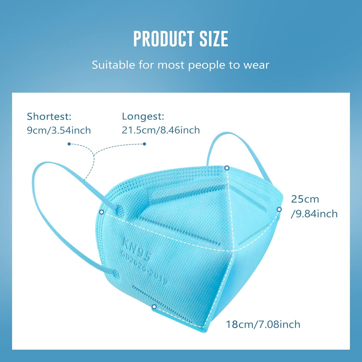 WWDOLL KN95 Face Mask 50 Pack, 5-Layers Breathable KN95 Masks, Blue