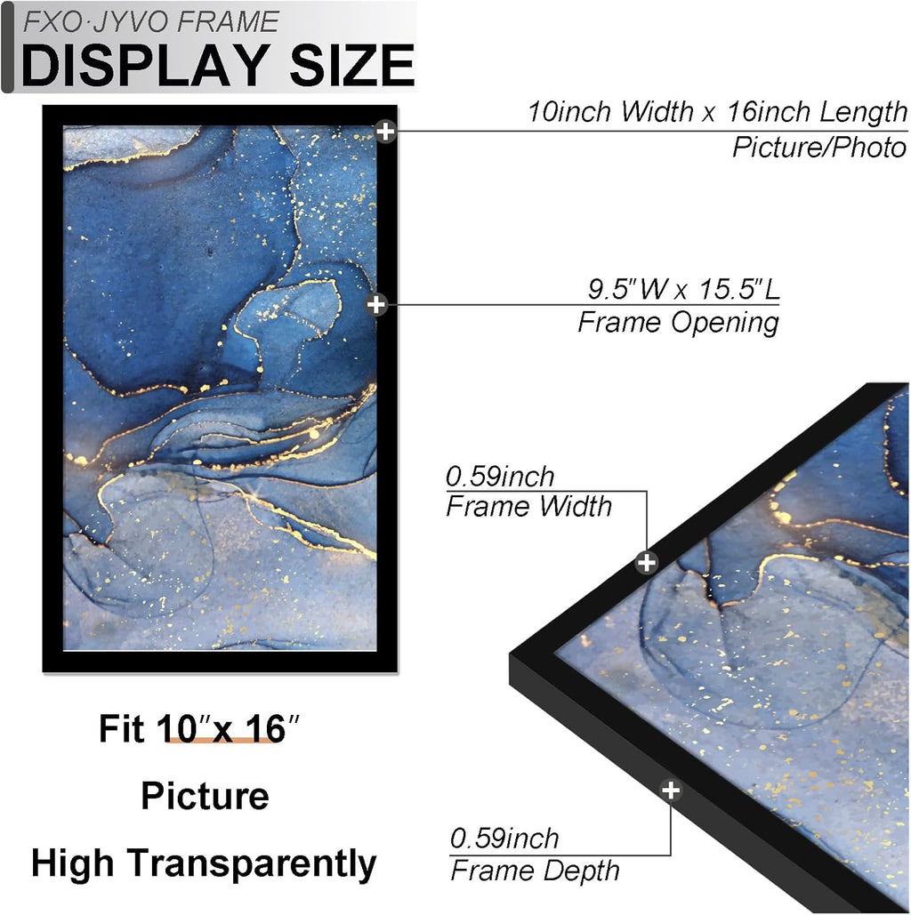 10x16 Picture Frame Set of 6, Black Frame for 10 x 16 Inch Picture Poster Photo, Light Weight and High Transparent 10 by 16 Frame for Wall - 6 Pack/Black/10 x16