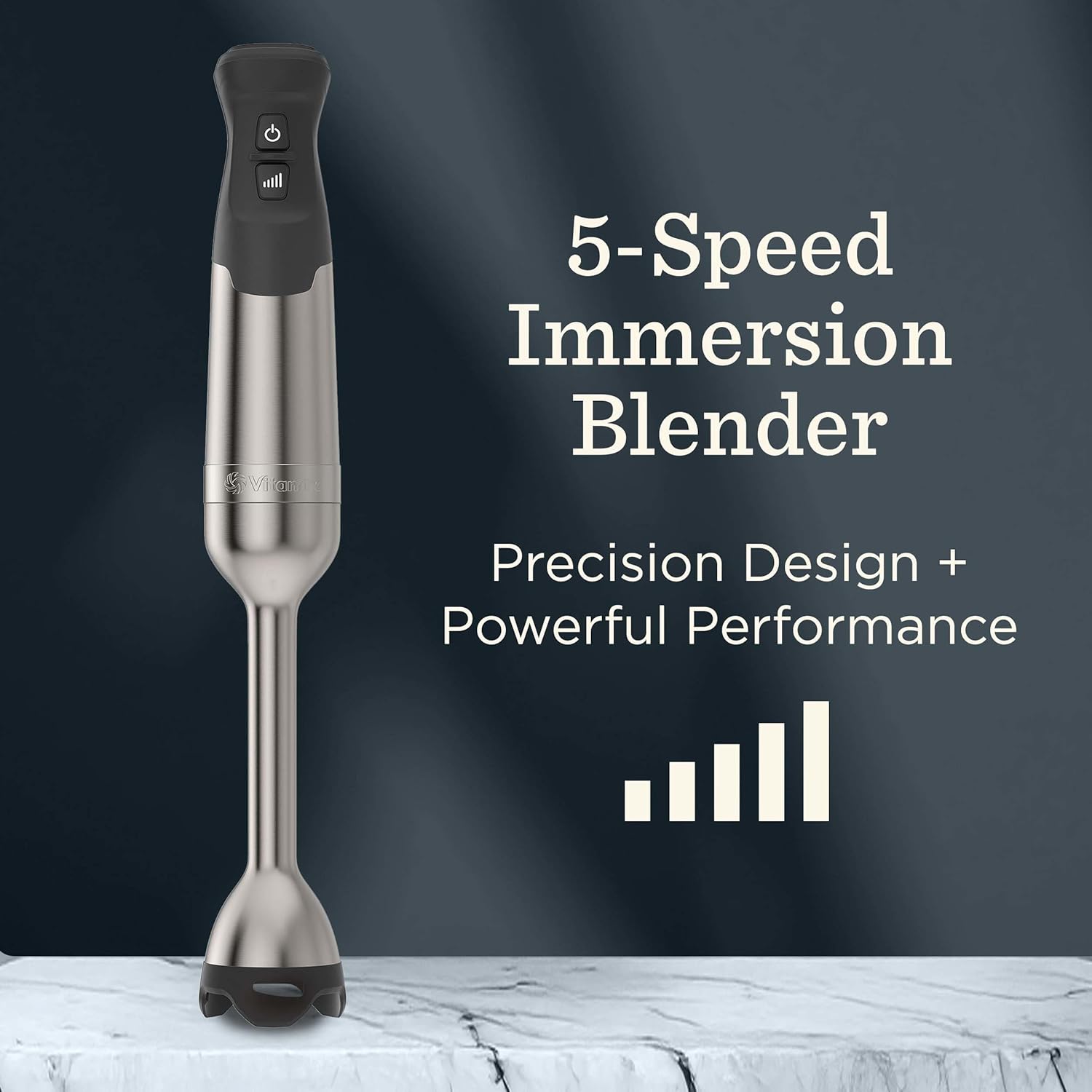 Vitamix 5-Speed Immersion Blender, Professional-Grade Hand Blender with 625-Watt Motor and Stainless-Steel Blade, Stainless Steel/Black