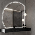 Niccy Half Moon Led Mirror for Bathroom, 48" Semi Round Backlit Mirror for Wall Lighted Mirror with Frameless 3 Color, Defogger, Explosion-Proof, HD Glass and IP65 Vanity Mirror