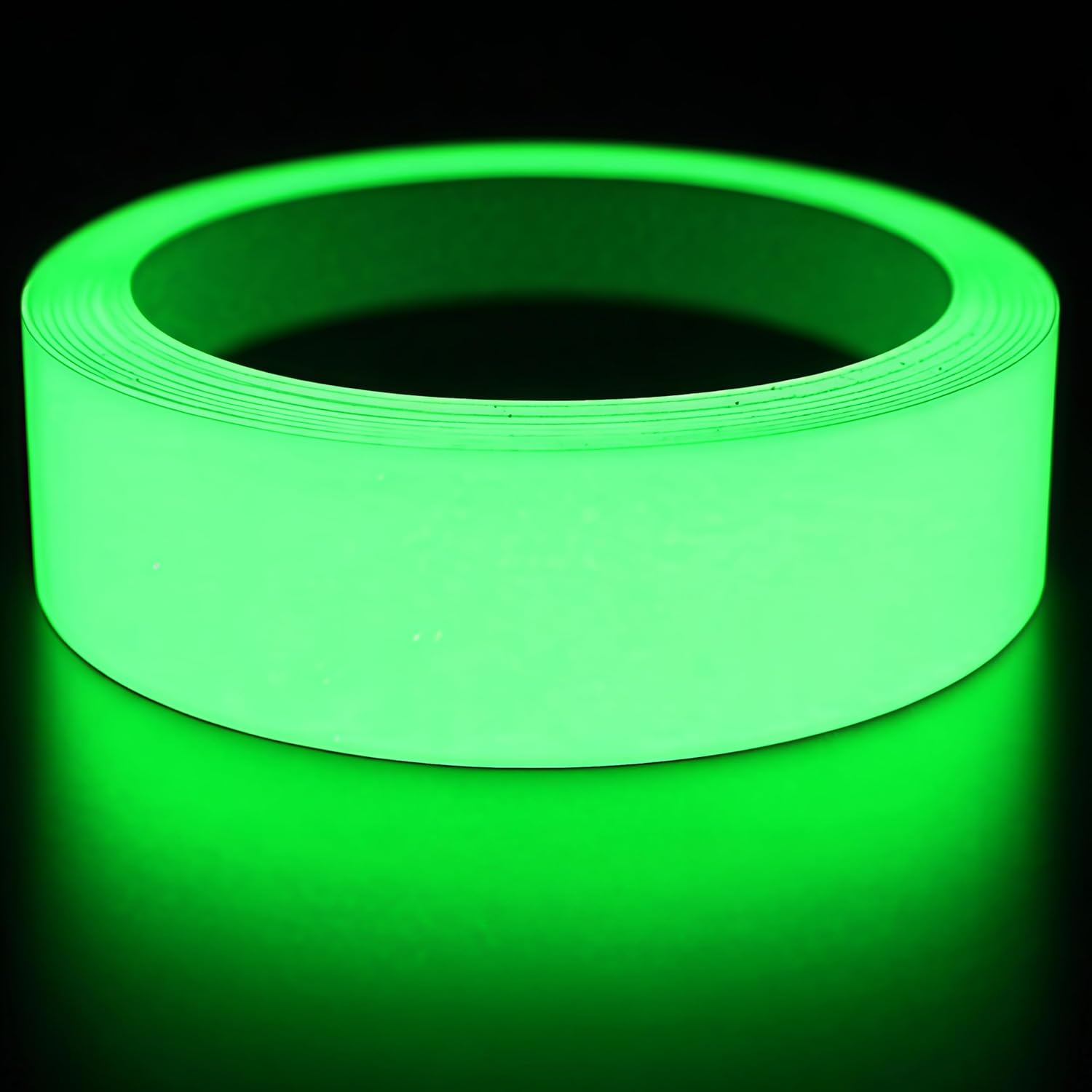 Glow in The Dark Tape 1Inch x 50FT - High Visibility Reflective Tape, Waterproof Adhesive Glow Tape for Stairs, Steps, Halloween DIY, Bikes, Cars, Safety Signs (1IN x 50FT)
