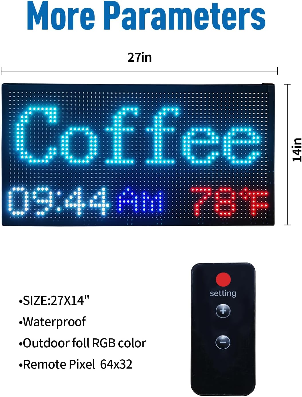 FTELEDLIGH Open Closed Sign for Business, 27x14 Inch Outdoor LED Sign with Remote Control, Auto Brightness & Temperature Time Display, Waterproof for Storefront Window, Shop, Cafe, Retail