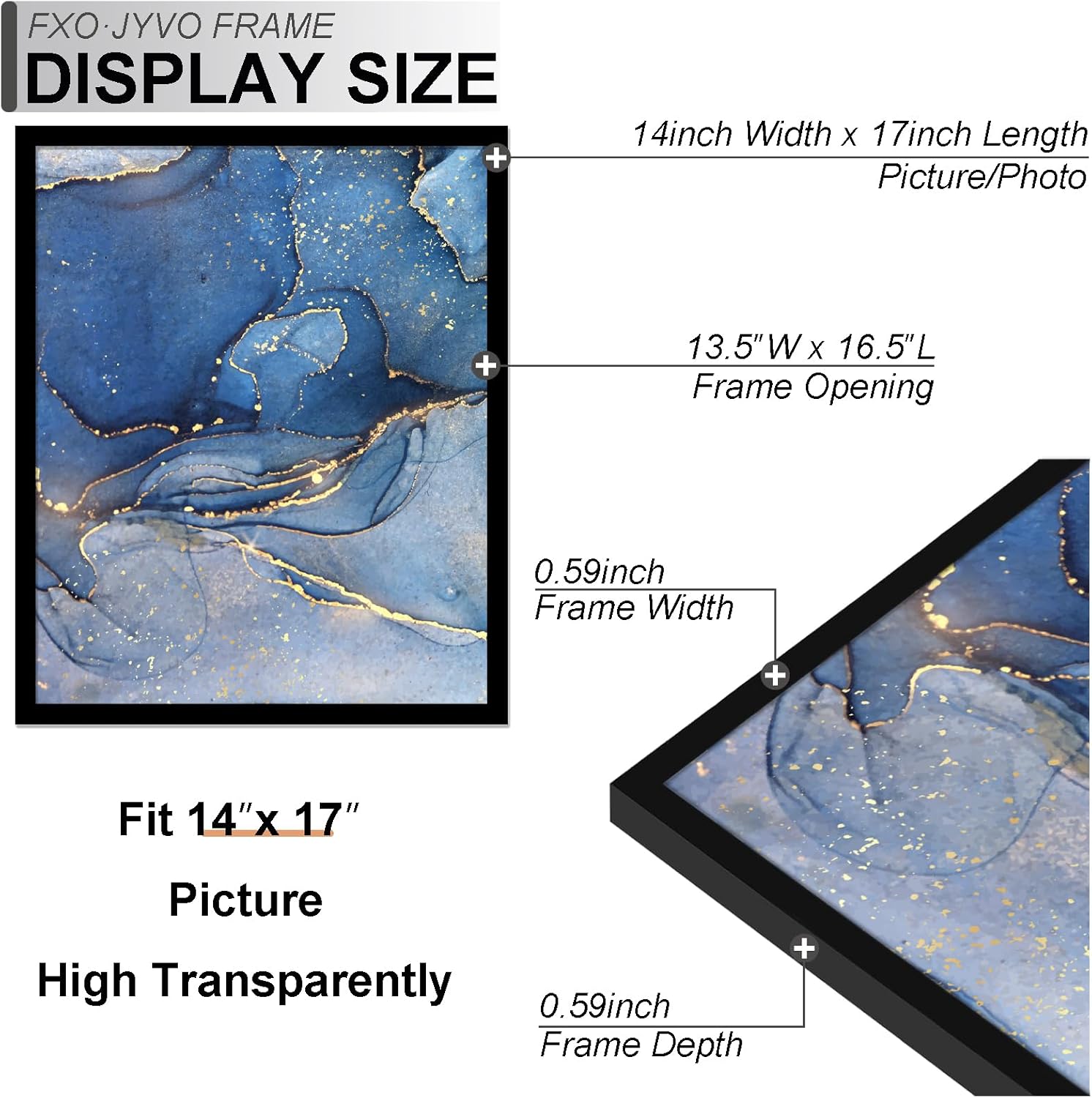 14x17 Picture Frame Set of 6, Black Frame for 14 x 17 Inch Picture Poster Photo, Light Weight and High Transparent 14 by 17 Frame for Wall - 6 Pack/Black/14 x17