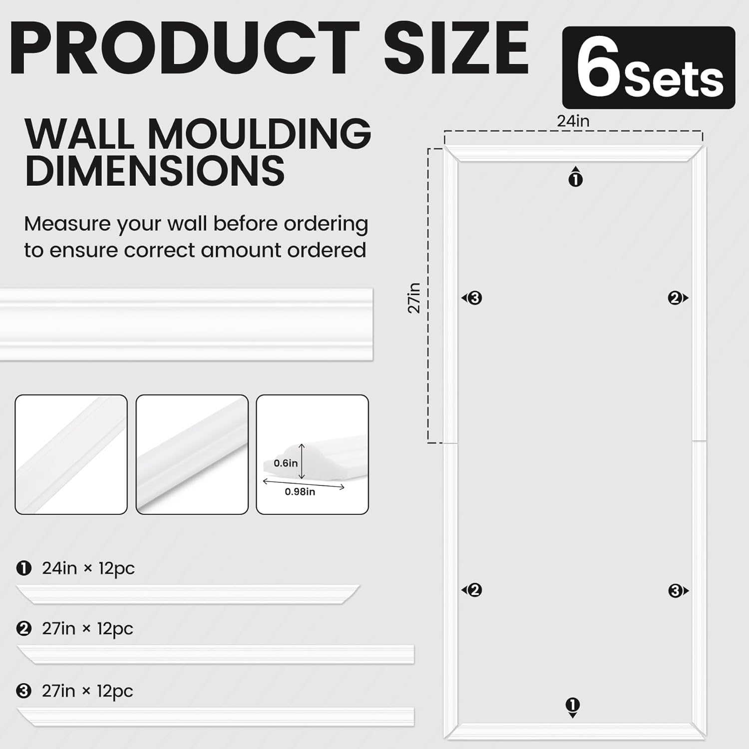 Peel and Stick Wainscoting Panels Kit, 6 Sets 54''x24'' Premade Wall Molding Peel and Stick Panels for Interior Wall Trim, Easy DIY Wainscoting Panels Peel and Stick Decor
