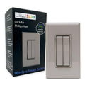 RunLessWire Click for Philips Hue – Battery-Free Wireless Smart Light Switch, 30ft Range – Works Natively with Philips Hue Bridge – Wall Mount Kinetic Switch - Decora Style, Gray