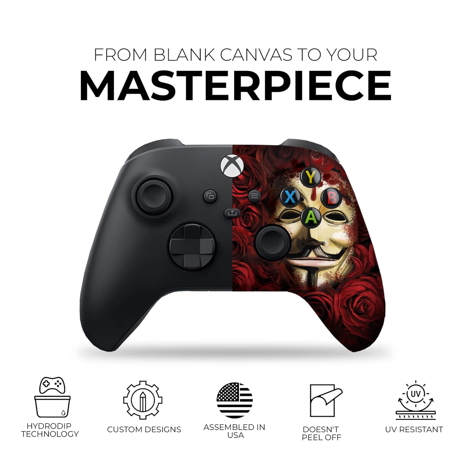 DreamController V For Venddeta Custom X-box Controller Wireless compatible with X-box One/Series X/S Proudly Customized in USA with Permanent HYDRO-DIP Printing (NOT JUST A SKIN)
