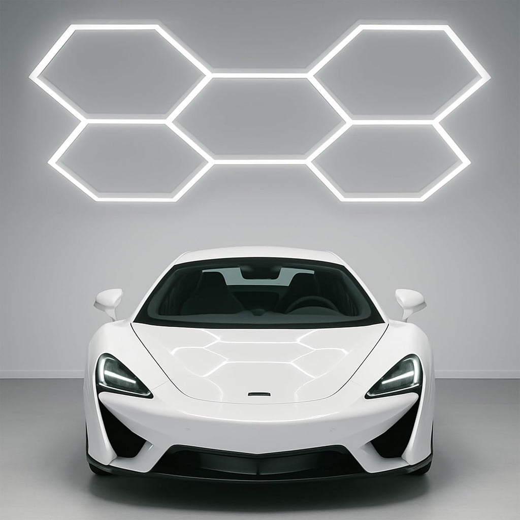 Neatfi LED Hexagon Garage Lights with 14,400 Lumens, 6500K, 192W, Hexagon Lights for Garage, Auto Shops, Car Detailing, Basements, Warehouses, Barber Shops, Beauty Salon, & Gym (5 Hex, Cool White)