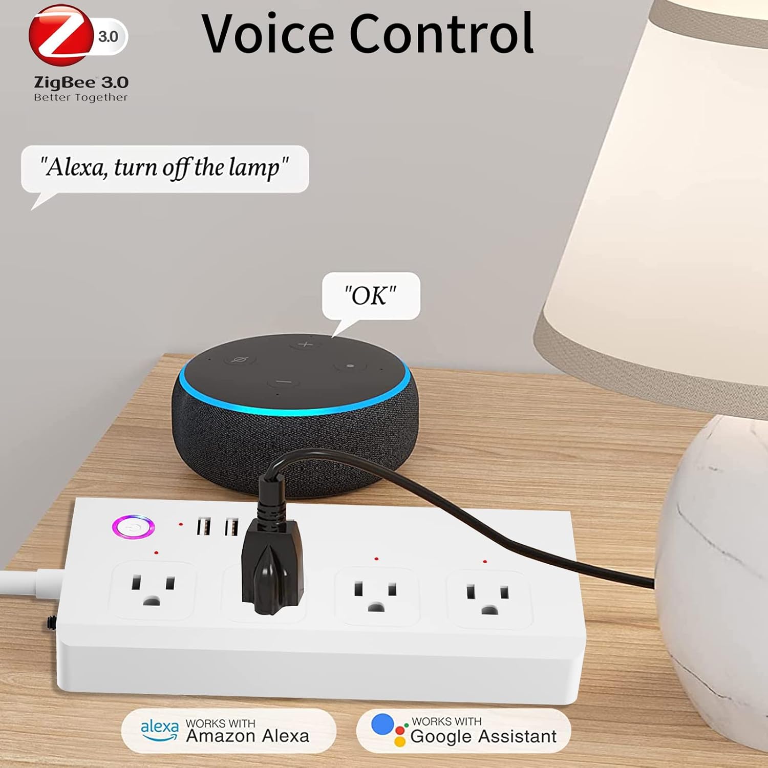 Smart Power Strip, UseeLink ZigBee Surge Protector,White