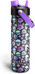 ENCOOL Insulated Water Bottle with Straw Stainless Steel Water Bottle, Leak-Proof, BPA-Free, Double Wall Vacuum Keeps Cold for 24 Hours for Sports, Travel, School (26 oz, Floral Afterlife)