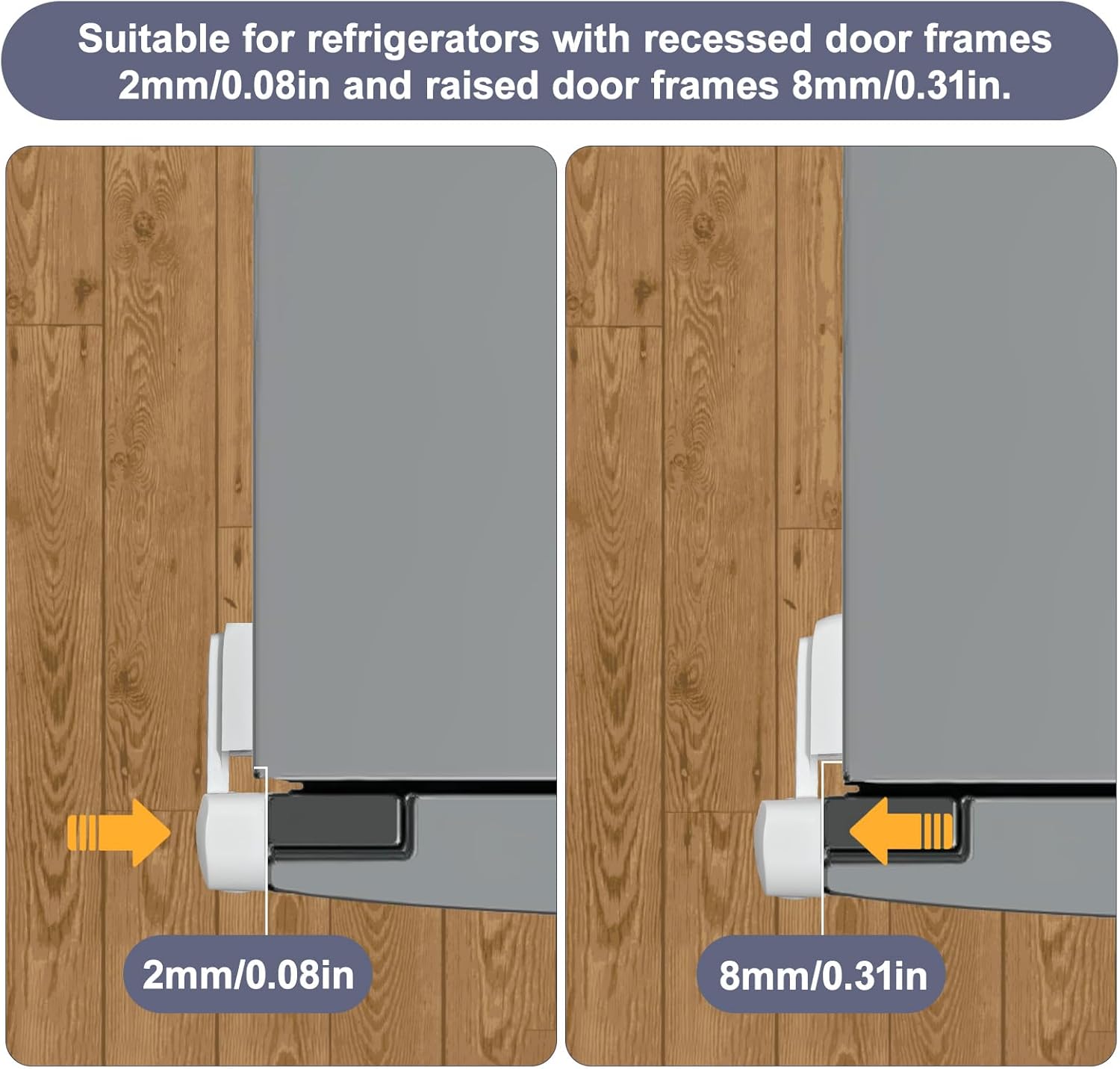 Fridge Lock for Kids, Childproof Refrigerator Door Lock, Fridge Latch with 3M Adhesive, Freezer Locks Automatically Closed, No Drill No Screw, More Security for Kids/Pets (1 Pack, White)