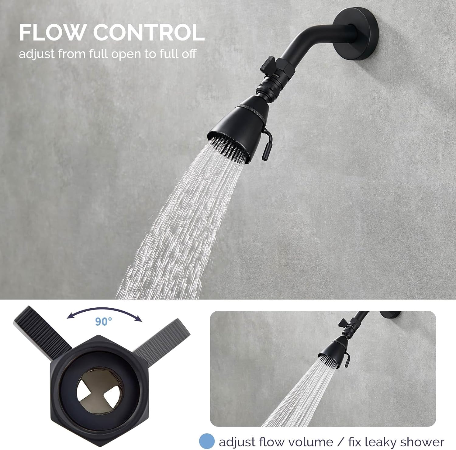 Angle Simple Shower Valve, Brass Water Flow Shut Off Valve for Hand Shower, RV Hose Flow Restrictor, Matte Black