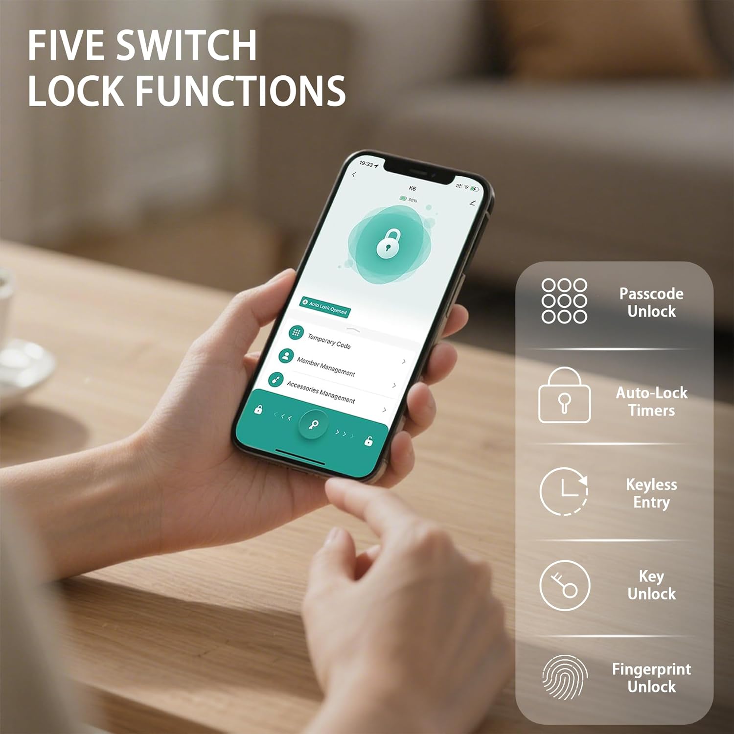 Fingerprint Door Lock Biometric Door Lock with Keypad & Keyless Entry - Smart Door Knob Handle for Bedroom/Home/Hotel/Office/Apartment - Supports APP/IC Card/Fingerprint/Key/Passcode Unlocking