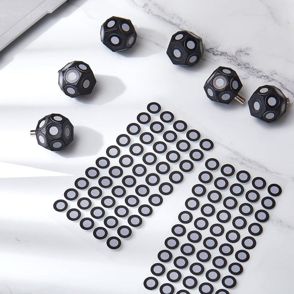 Kingdder 10 Pcs Multi-Angle Marker Set 4 Sheet 200 Point 6.0 mm 3D Scanner Markers Dot Stickers Scanning Spray Scanner Turntable Compatible Tracking Dot Reference Point for 3D Scanning