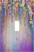 Colorful Country Flower Wildflower Floral Decorative Light Switch Cover 1 Gang Single Toggle Device Electrical Faceplate Switchplates Decorator Outlet Wall Plate For Bed Room Living Room Decor