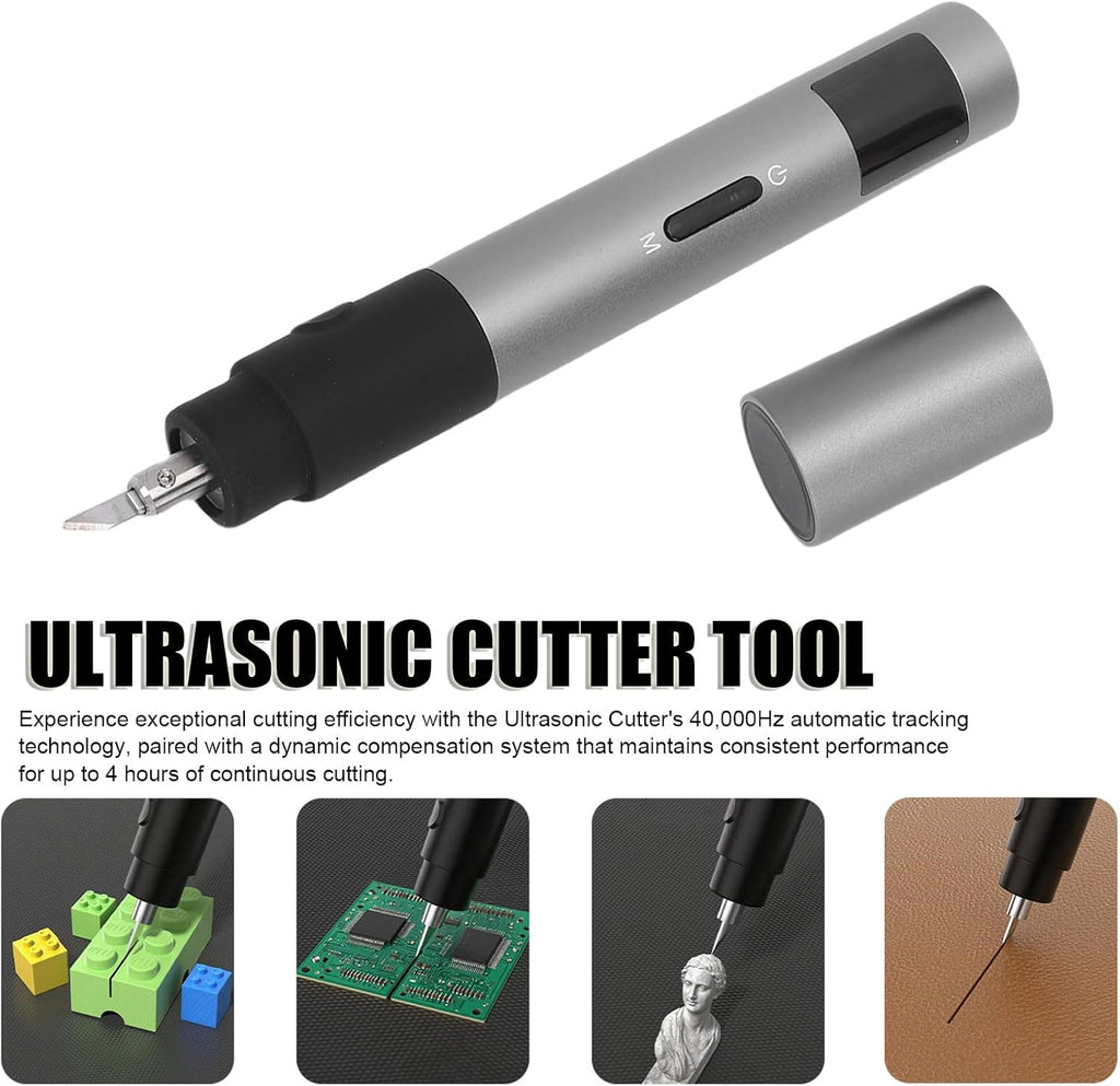 VBESTLIFE 40KHz Ultrasonic Cutter, Handheld Craft Cutting Tool for 3D Prints, PVC, Leather, Type C Power Input and 4 Blades, for DIY, Modeling (FS-S1)