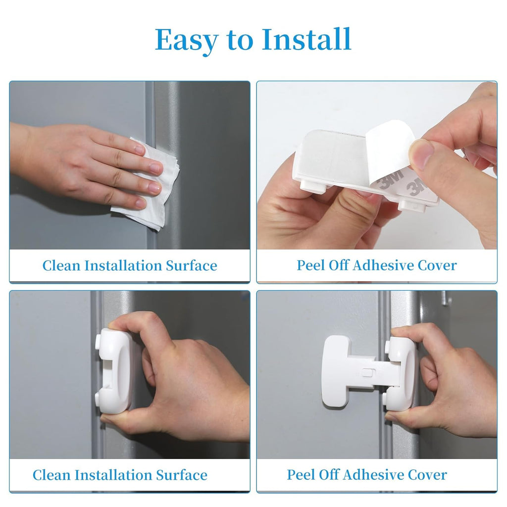 YCT Baby Proof Fridge Lock, Refrigerator Fridge Freezer Door Latch to Keep Closed, Automatically Lock While Closing The Door, Easy to Install (Grey 1PCS)