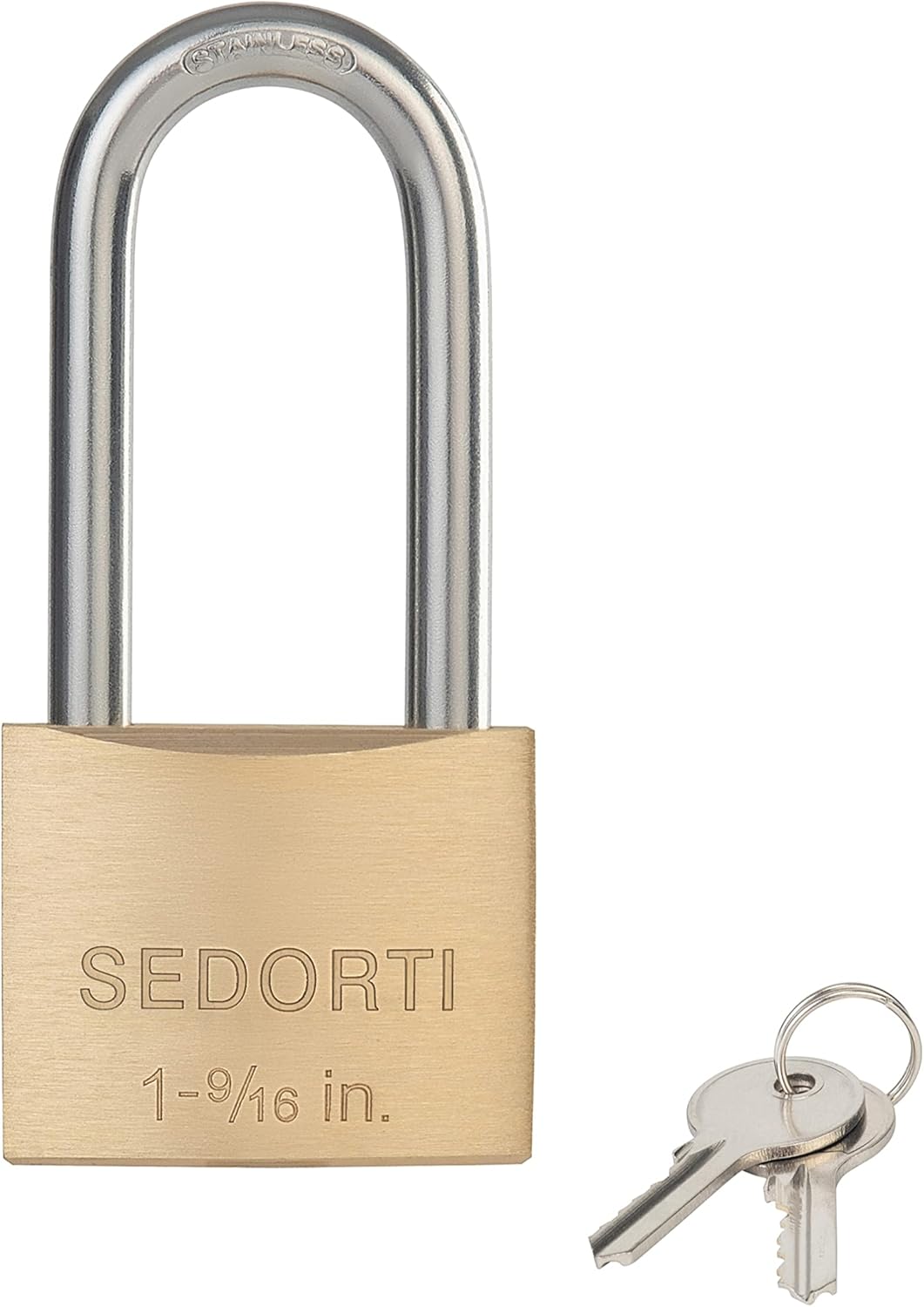 Outdoor Weatherproof Padlock with Stainless Steel Shackle and Solid Brass Body, Marine Grade Rustproof Long Lock for Sheds, Storage Unit School Gym Locker, Fence, Toolbox, Hasp Storage