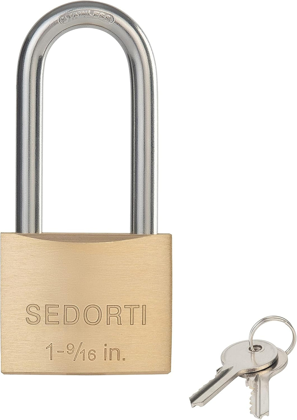 Weatherproof Padlock with Stainless Steel 304 Long Shackle and Solid Brass Body, 1-9/16 in. Wide, 8 Padlocks Keyed Alike, Marine Grade Rustproof Lock for Outdoors Use YNBSP840