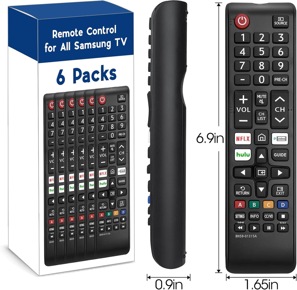 6 Pack Remote for All Samsung TV Remote, Replacement Compatible with All Samsung Smart TVs, Series TVs, LCD, LED, 3D, HDTV