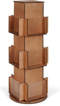 Natheeph Rotating Display Stand Greeting Card Display Wooden Display Rack with Two Card Sticker for Greeting Card Vendor Coffee Bag 3 Tier Tabletop Display Stand (Brown)