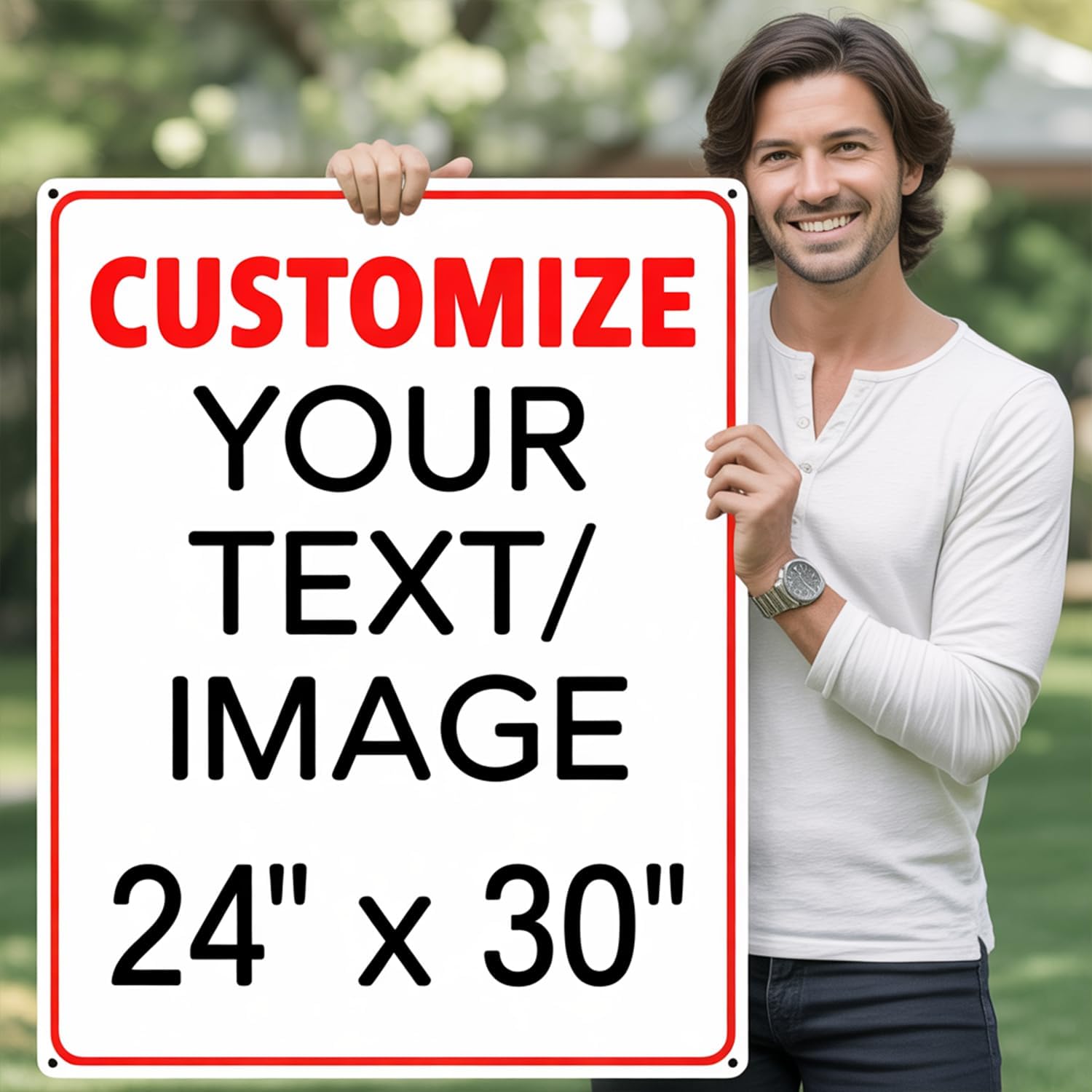 Custom Large Metal Sign for Outdoor - 24x30 Inch Rust-Free 0.04 Aluminum, Personalized Sign for Home, Business, or Office Use, Reflective Option Available