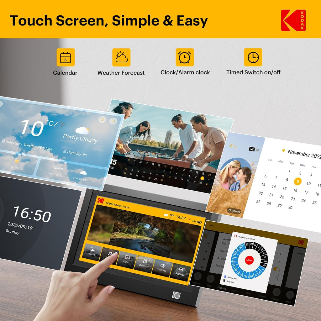 KODAK WiFi Digital Picture Frame, 11.6 Inch 1920 * 1080 IPS FHD Touchscreen Digital Photo Frame with 32GB Storage, Easy Setup to Share Photos or Videos, The Best for Family and Friends(Black)