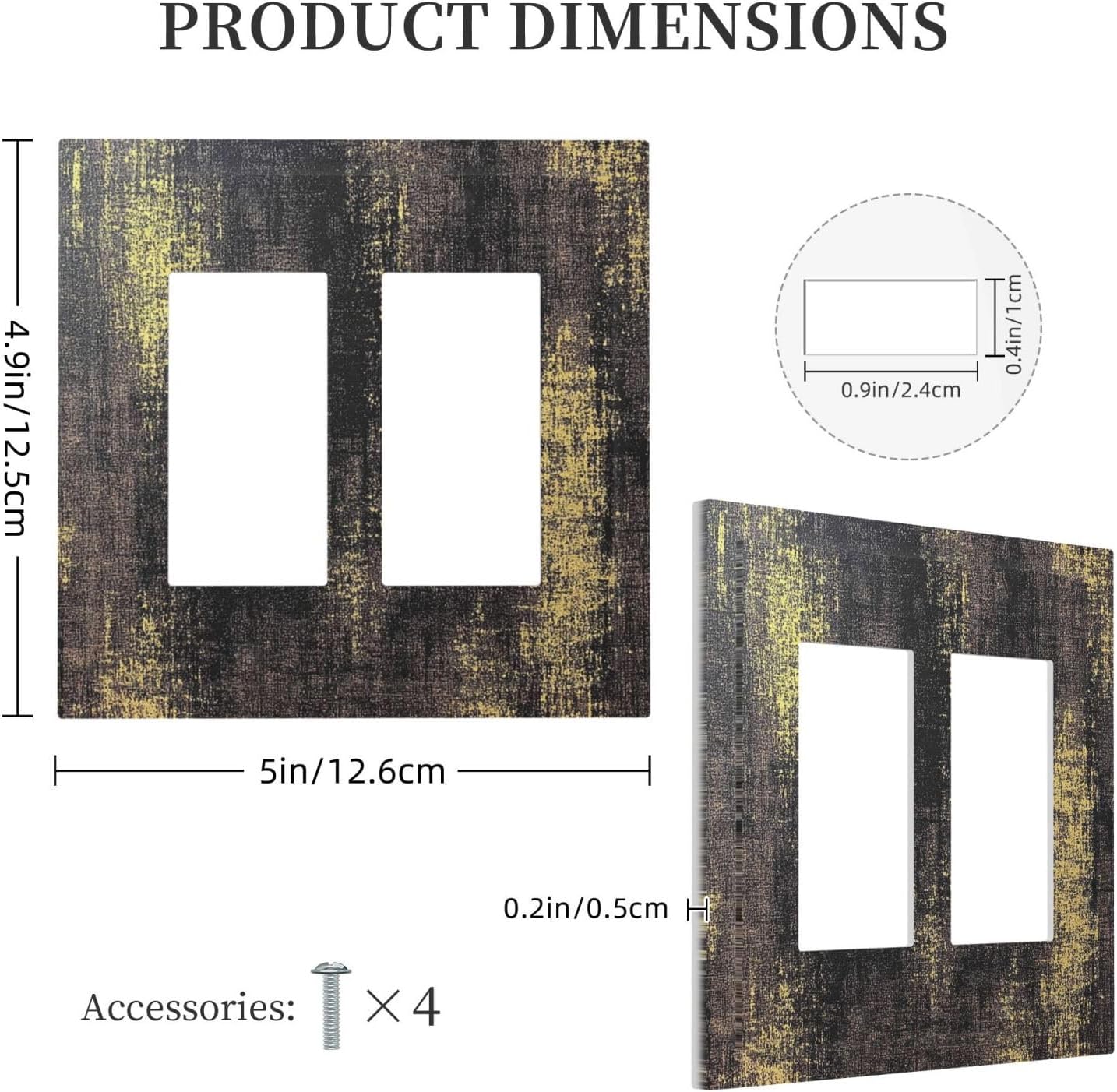 Decorative Outlet Covers Vintage Industrial Rusty Metallic 2 Gang Double Gfci Rocker Electrical Wall Panels Light Switch Cover Plate For Farmhouse Cabin Decor