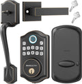 DS10 Keyless Entry Door Lock with Handle Set - Fingerprint Deadbolt, Electronic Keypad Deadbolt, Smart Locks for Front Door, Auto-Lock & One Touch Locking - Oil Rubbed Bronze
