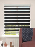 Shadesu Custom Size Zebra Blinds for Windows, 67" W x 72 H, Black, Dual Layer Free-Stop Zebra Shades, Light Control for Day and Night, Sheer Blinds for Indoor Windows, Bedroom, Kitchen