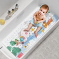 AmazerBath Baby Bath Mat Non Slip, Cartoon Kids Bath Mat for Tub 40 x 16 Inches Full Size, Non Slip Bathtub Mat with Suction Cups and Drain Holes, Shower Stall Mats - Elephant