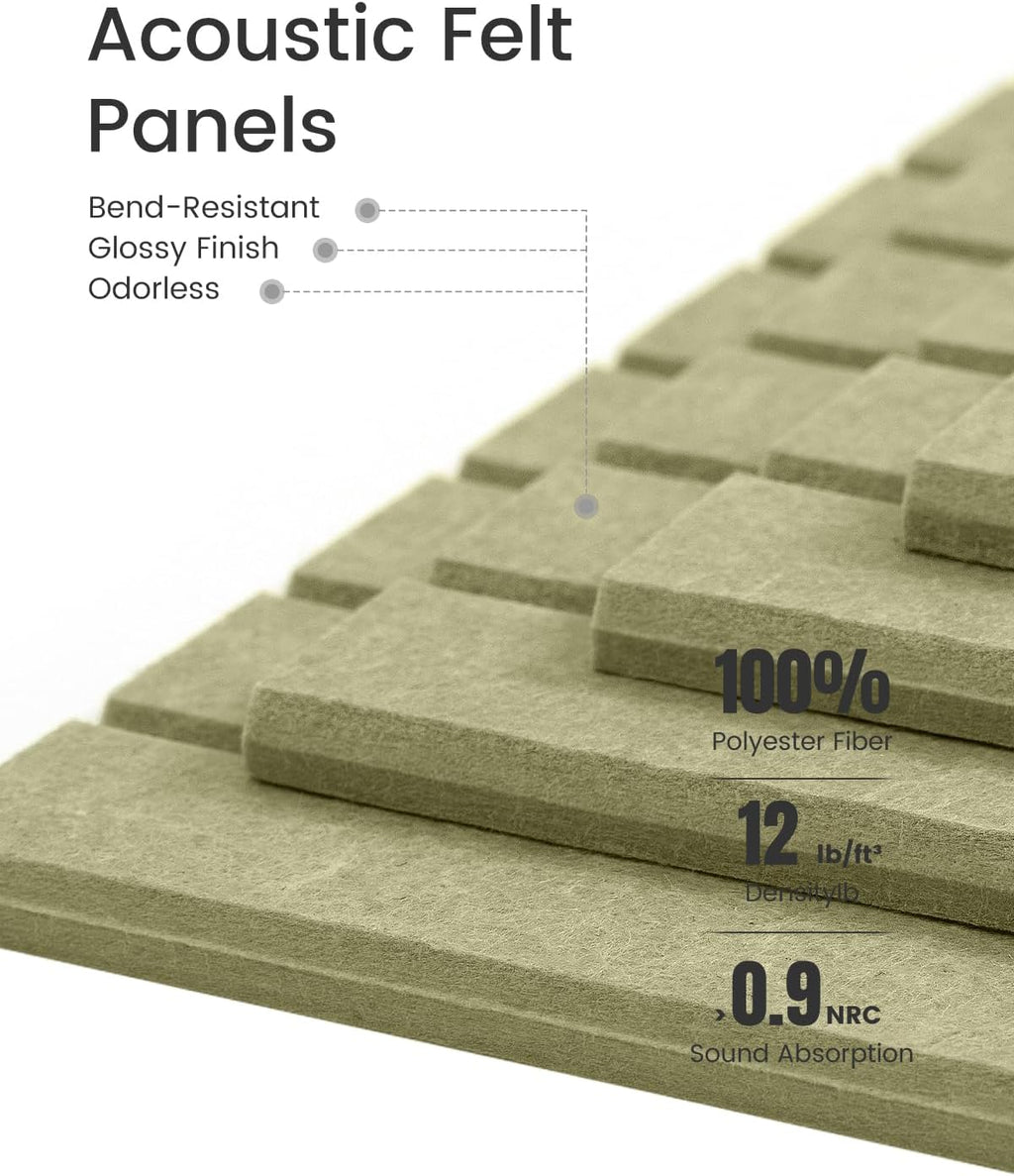 Large Felt Bulletin Board 48" x 36" Cork Board Alternative-12 Pack with 70 Safe Removable Adhesive Tabs, Cork Boards for Walls Cork Board for Home Office Classroom Pin Board (Olive Green)
