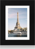 iRahmen 5x7 Picture Frame with HD Tempered Glass, Display Pictures 4x6 with Mat or 5 x 7 Without Mat, Wood Photo Frames for Tabletop and Wall Mount (Black, 1 Pack)
