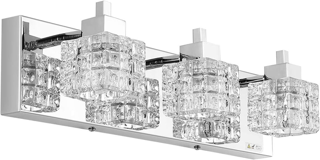 TRLIFE Bathroom Vanity Light Fixtures, Modern Bathroom Lights Over Mirror 3 Lights Vanity Light 19inches Crystal Vanity Light Fixture