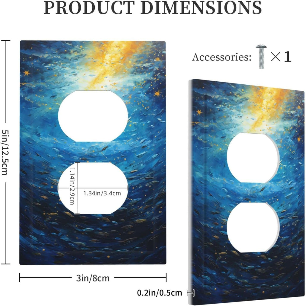 Outlet Covers Dream Ocean Underwater World Fish Shoal 1 Gang Duplex Electrical Receptacle Faceplate Light Switch Cover Wall Plate Decorative Switch Plates for Kids room Nursery Decor