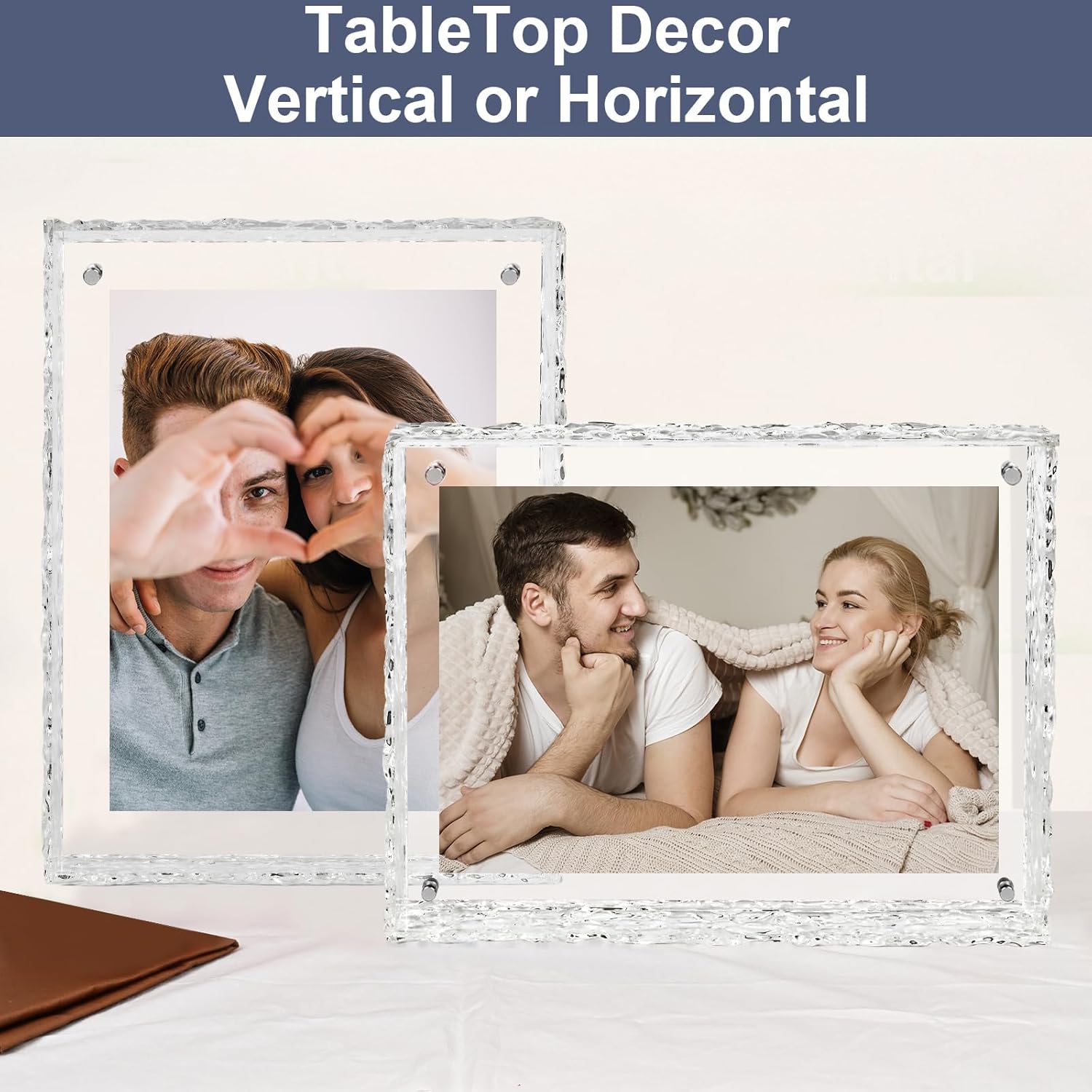 8x10 Picture Frames, Refined Crystal-Clear Acrylic Photo Frame, Wall & Tabletop Display Frames, Modern Floating Style for Home Office Decoration, Transparent (1 Pack)