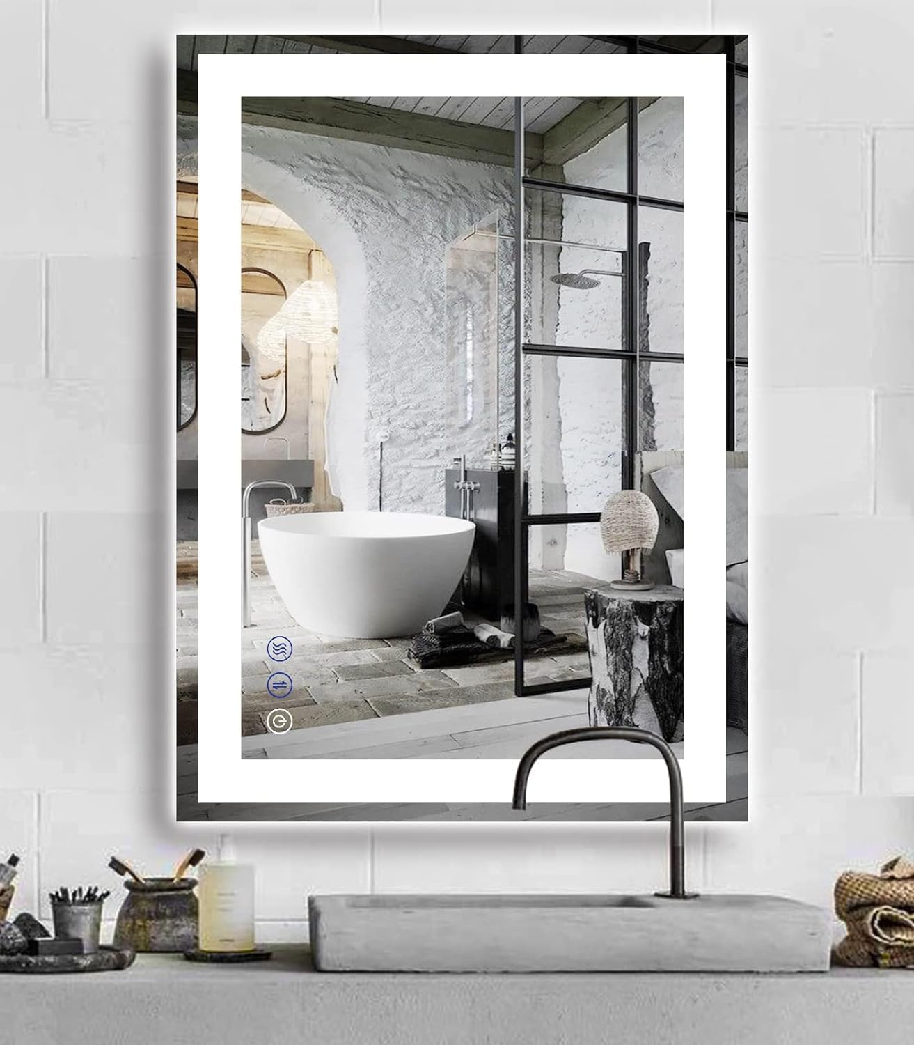 30 x 20 Inch LED Bathroom Mirror with Lights 3 Color Adjustable Brightness Frontlit Anti-Fog 30" Lighted Vanity Mirror for Bathroom Wall Horizontal/Vertical Mounted 30 Smart Light up Mirrors