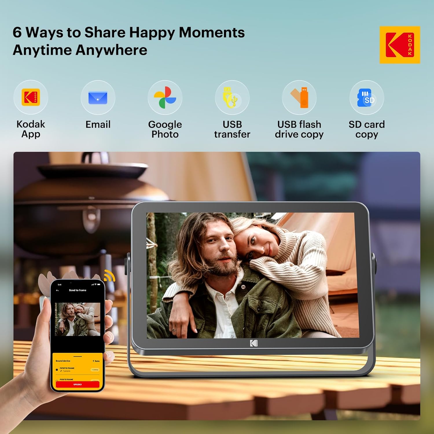 KODAK 10.1 Inch WiFi Digital Picture Frame with 64GB Storage, Electronic Smart Digital Photo Frame 1920x1200 IPS Touch Screen, Auto-Rotate, Share Moments Instantly Gifts for Women
