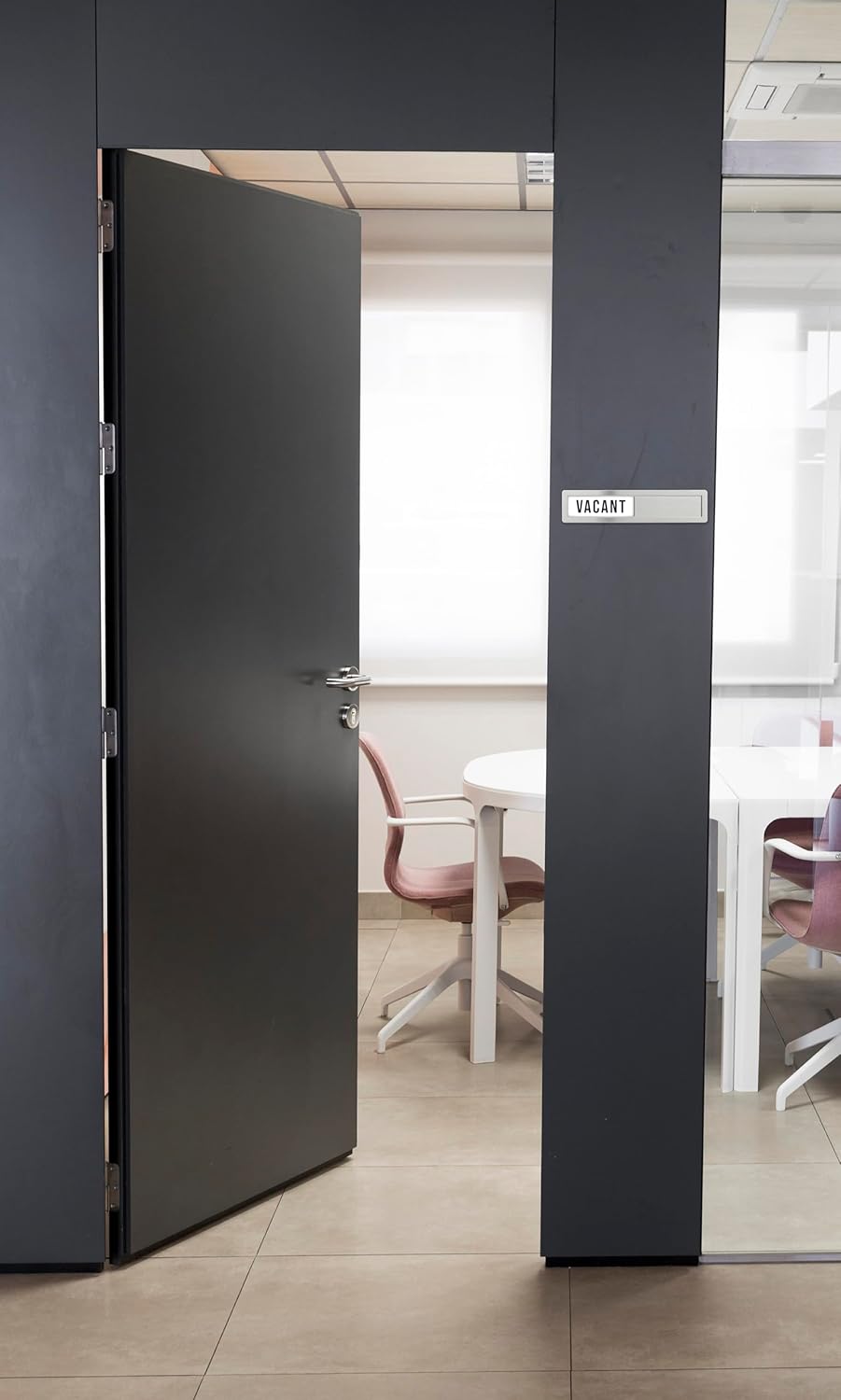 Stainless Steel Vacant/Occupied Privacy Sign for In Out Office Room Use, Vacant and Occupied Bathroom or Business Indicator Signs - Black & White Professional Design