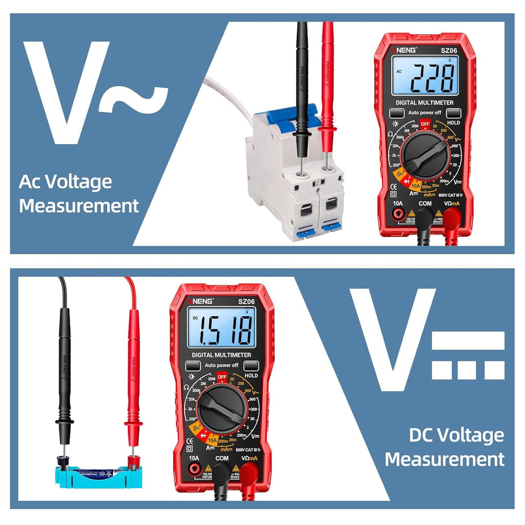 ANENG Digital Multimeter Tester Measures AC/DC Voltage,DC Current Ohm Amp Meter,Professional Multimetro Auto Voltmeter with Resistance, Diodes,Buzzer Handhold Electrial Tools