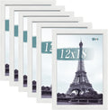 VCK 12x18 Picture Frames white Set of 6, Wide Border Wood Poster Frame, Multi-Directional Display Family Photos, Office Prints, Studio/Gallery Artwork, Woodgrain Series, Wall Hanging