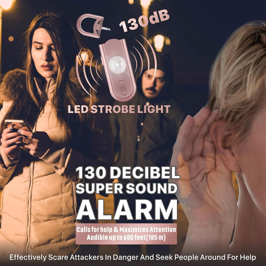Safe Sound Personal Alarm, 130 dB Loud Siren Song Emergency Security Alarm Keychain with Strobe LED Light, Personal Sound Safety Siren for Women, Men, Children, Elderly