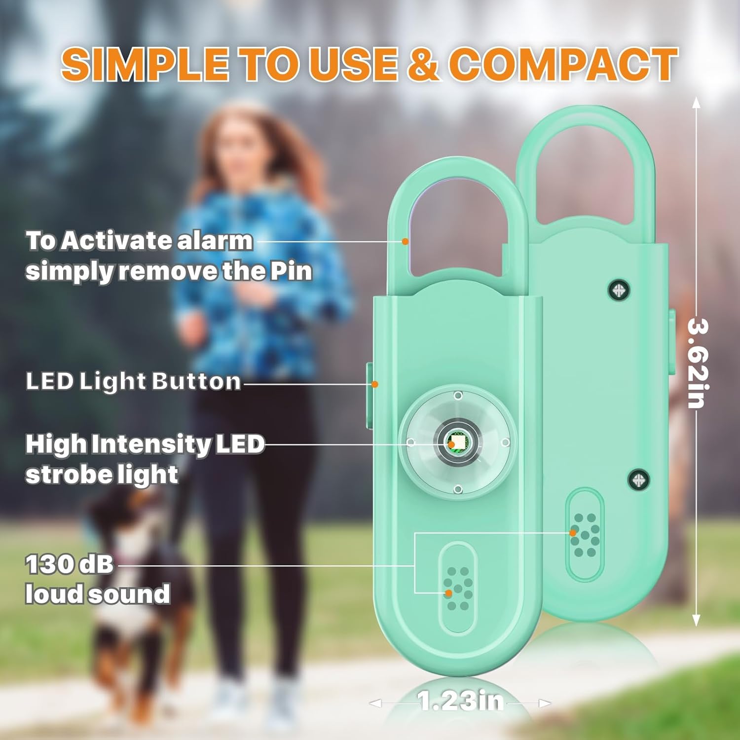 Safe Sound Personal Alarm, 2 Pack 130 dB Loud Siren Song Emergency Security Alarm Keychain with Strobe LED Light, Personal Sound Safety Siren for Women, Men, Children, Elderly
