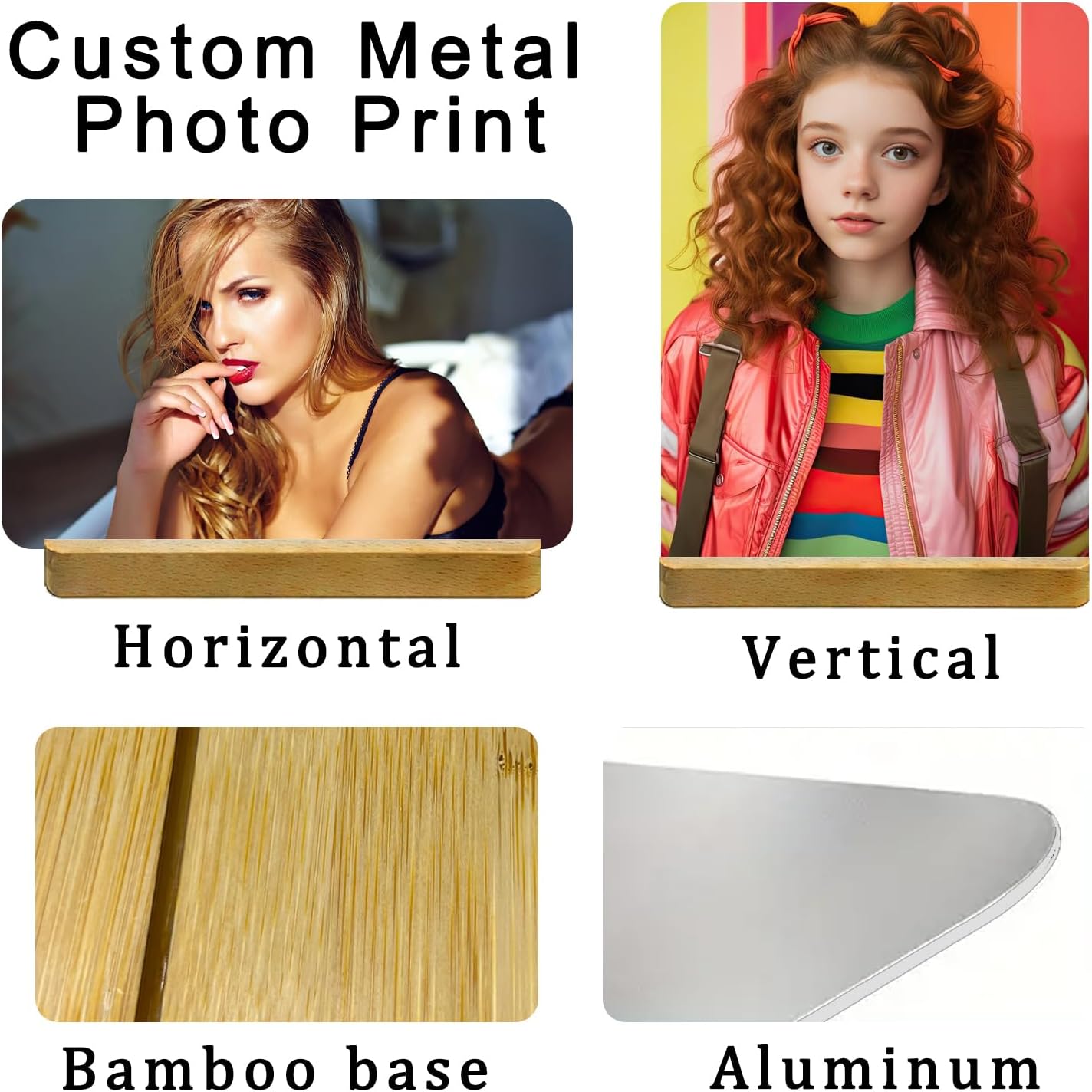 Custom Metal Photo Prints, Personalized Print Photos Frame for Desk, Customize Picture Frames Gifts for friend, remember, Lovers, Family Home