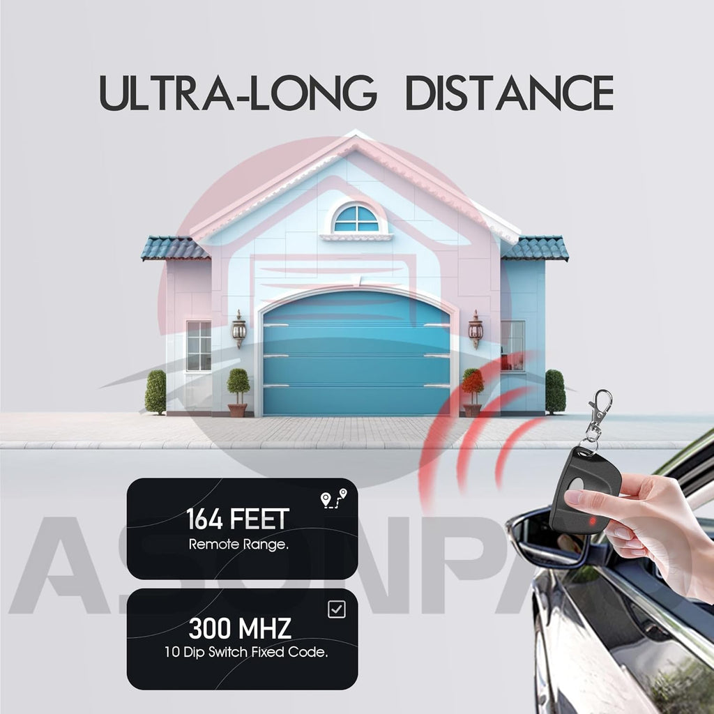 ASONPAO 2X Multi-Code 3089 MultiCode 308911 Linear MCS308911 Gate Opener Garage Door Opener Remote (3-Year-Warranty)